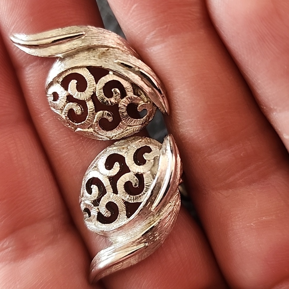 VTG Monet Silver Swirl Clip Earrings